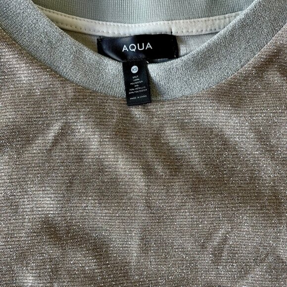 Aqua Champagne Silver Sparkle Tee – Metallic Collar & Cuff Detail XS - Picture 2 of 9